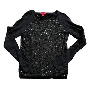Elle Black Sequin Crewneck Sweater S